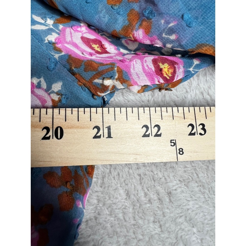 Matilda Jane Women Blue Pink Floral Rose Clip Dot‎ Tunic Dress L Boho High Low - Picture 6 of 10